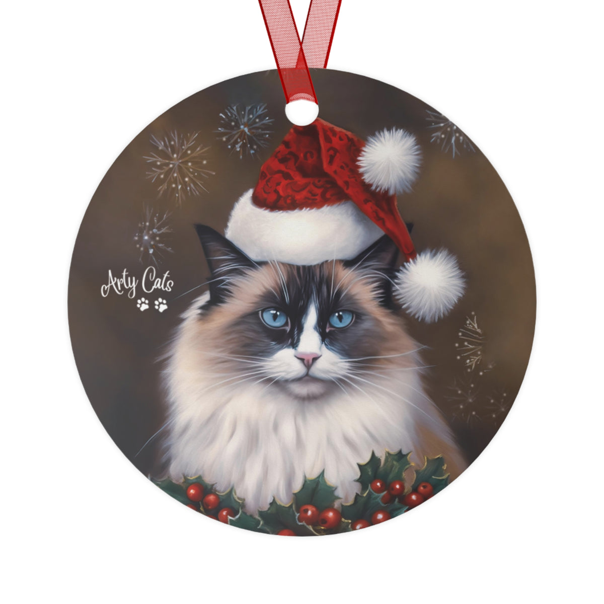 Whiskers Claus, Christmas Metal Ornaments