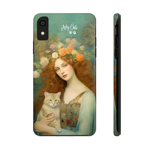 Blooming Serenity, Woman and The Cat, Cat iPhone case, Tough Phone Cases