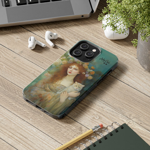 Spring's Fairy Tale, Enchanting Fairy with Her Cat iPhone case, Tough Phone Cases