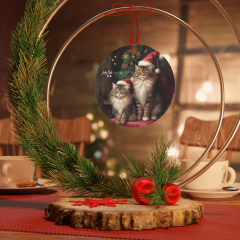 Purrfectly Festive Cats, Christmas Metal Ornaments