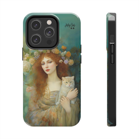 Spring's Fairy Tale, Enchanting Fairy with Her Cat iPhone case, Tough Phone Cases