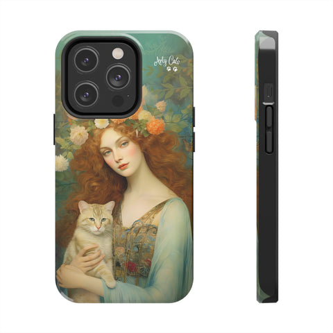 Blooming Serenity, Woman and The Cat, Cat iPhone case, Tough Phone Cases