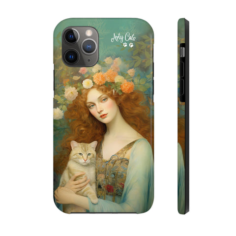 Blooming Serenity, Woman and The Cat, Cat iPhone case, Tough Phone Cases