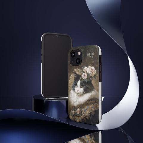 Victorian Cat with Roses, Cat iPhone case, Tough Phone Cases