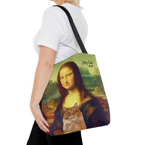 Mona Lisa with Cat, Leonardo da Vinci, All Purpose Designer Tote Bag