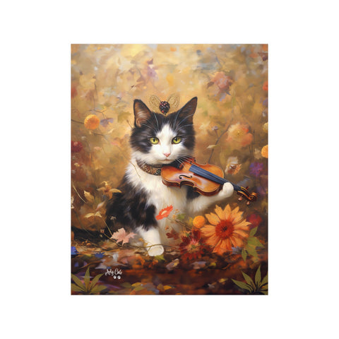 Melodic Feline Serenity, Unframed Satin Poster Print