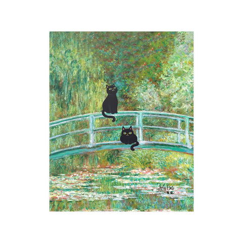 Monet's The Water Lily Pond Bridge with the Cats, Unframed Printed Poster