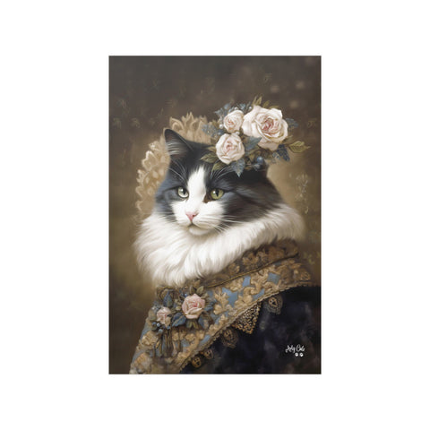 Victorian Cat with Roses, Unframed Satin Poster