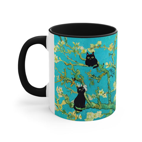 Van Gogh Almond Blossoms With Cats, Accent Coffee Mug, 11oz