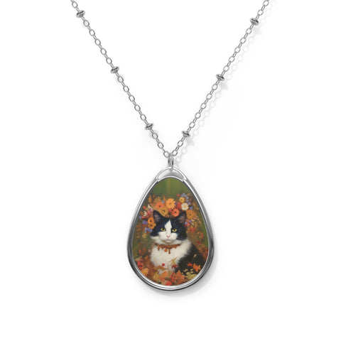 The Woodland Cat, Jewelry Oval Necklace