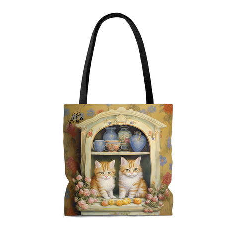 Cozy Kitchen Kittens, A Hutch Cabinet Tale, All Purpose Designer Tote Bag