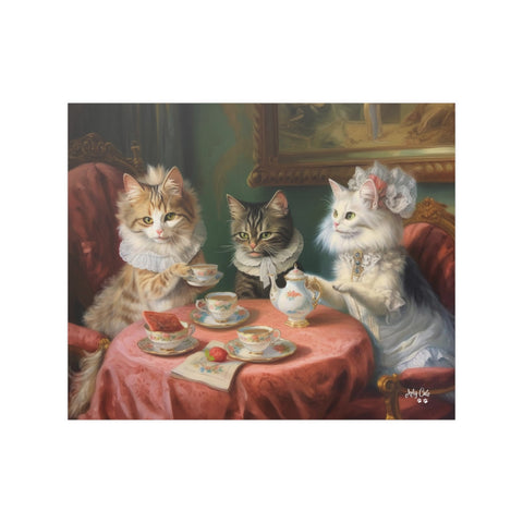 Purr-fectly Posh Cat-Tea Party, Unframed Satin Poster (210gsm)