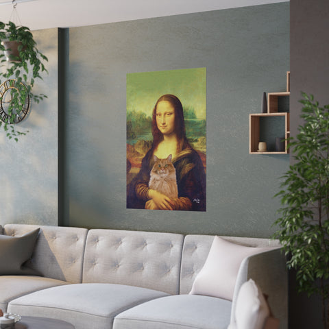 Mona Lisa's Purrfect Partner, Unframed Satin Poster