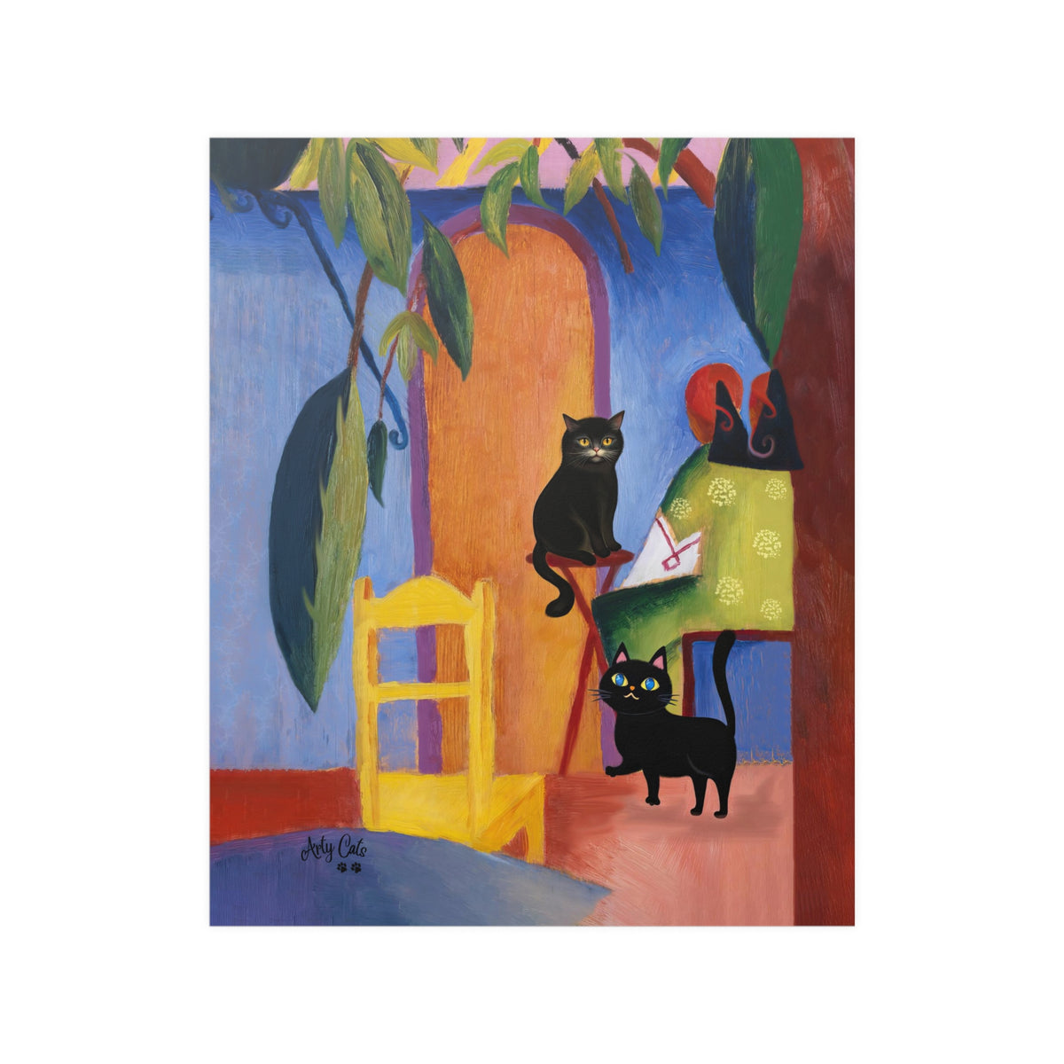 Cats at Turkish Cafe, August Macke Painting, Unframed Poster