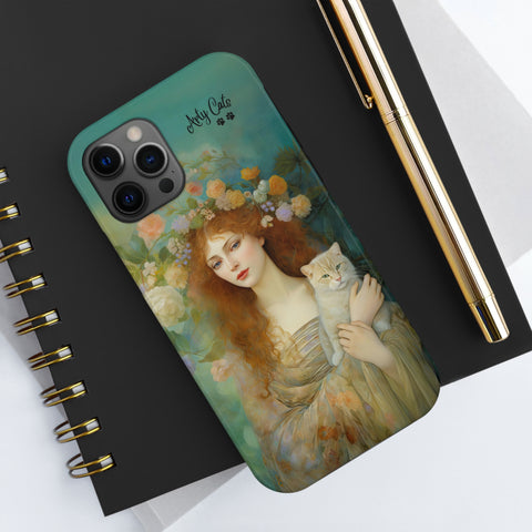 Spring's Fairy Tale, Enchanting Fairy with Her Cat iPhone case, Tough Phone Cases