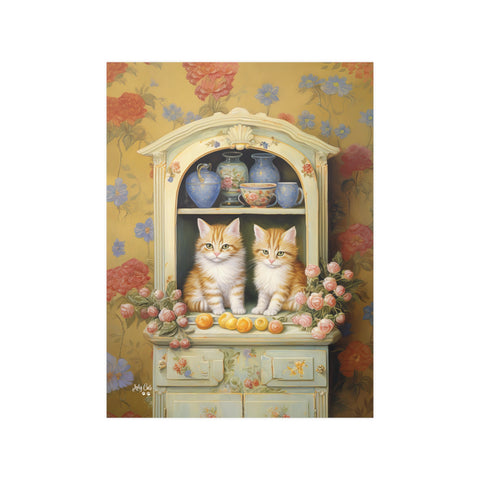 Cozy Kitchen Kittens, A Hutch Cabinet Tale, Unframed Satin Poster