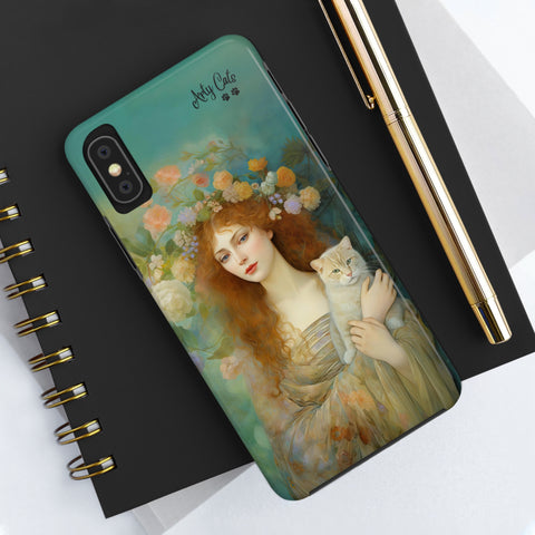 Spring's Fairy Tale, Enchanting Fairy with Her Cat iPhone case, Tough Phone Cases