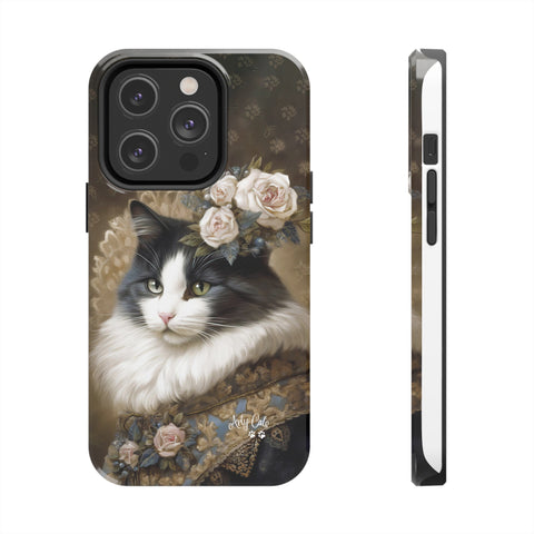 Victorian Cat with Roses, Cat iPhone case, Tough Phone Cases