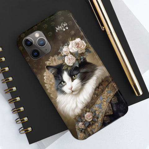 Victorian Cat with Roses, Cat iPhone case, Tough Phone Cases