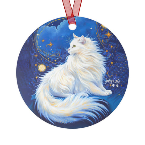 Celestial Cat, Christmas Metal Ornaments