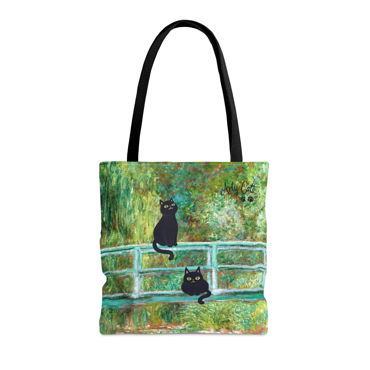 Monet's The Water Lily Pond Bridge with the Cats, All Purpose Designer Tote Bag