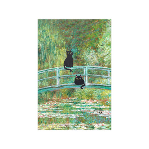 Monet's The Water Lily Pond Bridge with the Cats, Unframed Printed Poster