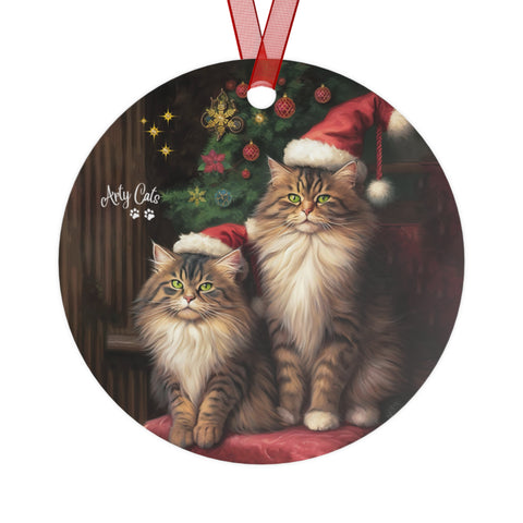 Purrfectly Festive Cats, Christmas Metal Ornaments