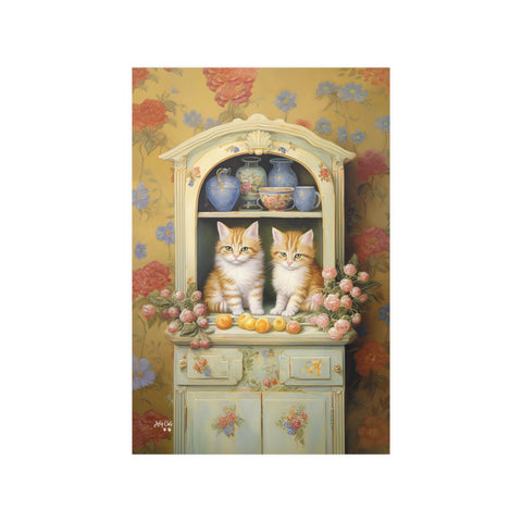 Cozy Kitchen Kittens, A Hutch Cabinet Tale, Unframed Satin Poster