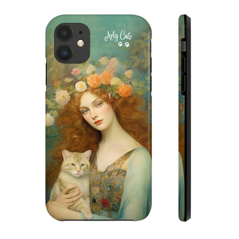 Blooming Serenity, Woman and The Cat, Cat iPhone case, Tough Phone Cases