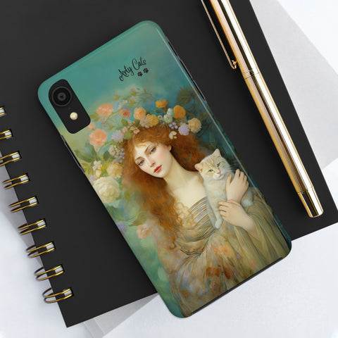 Spring's Fairy Tale, Enchanting Fairy with Her Cat iPhone case, Tough Phone Cases