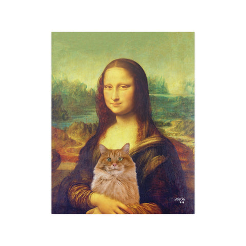 Mona Lisa's Purrfect Partner, Unframed Satin Poster