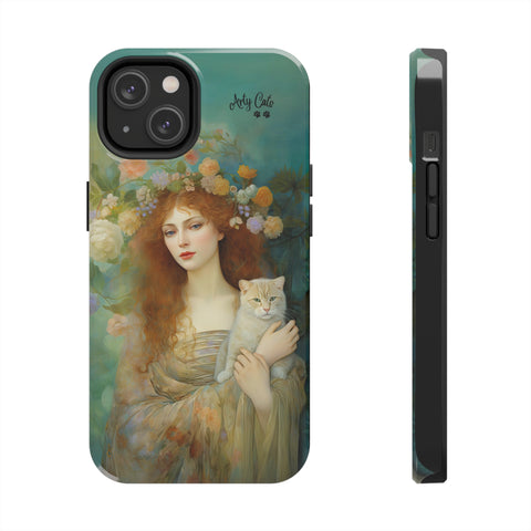 Spring's Fairy Tale, Enchanting Fairy with Her Cat iPhone case, Tough Phone Cases