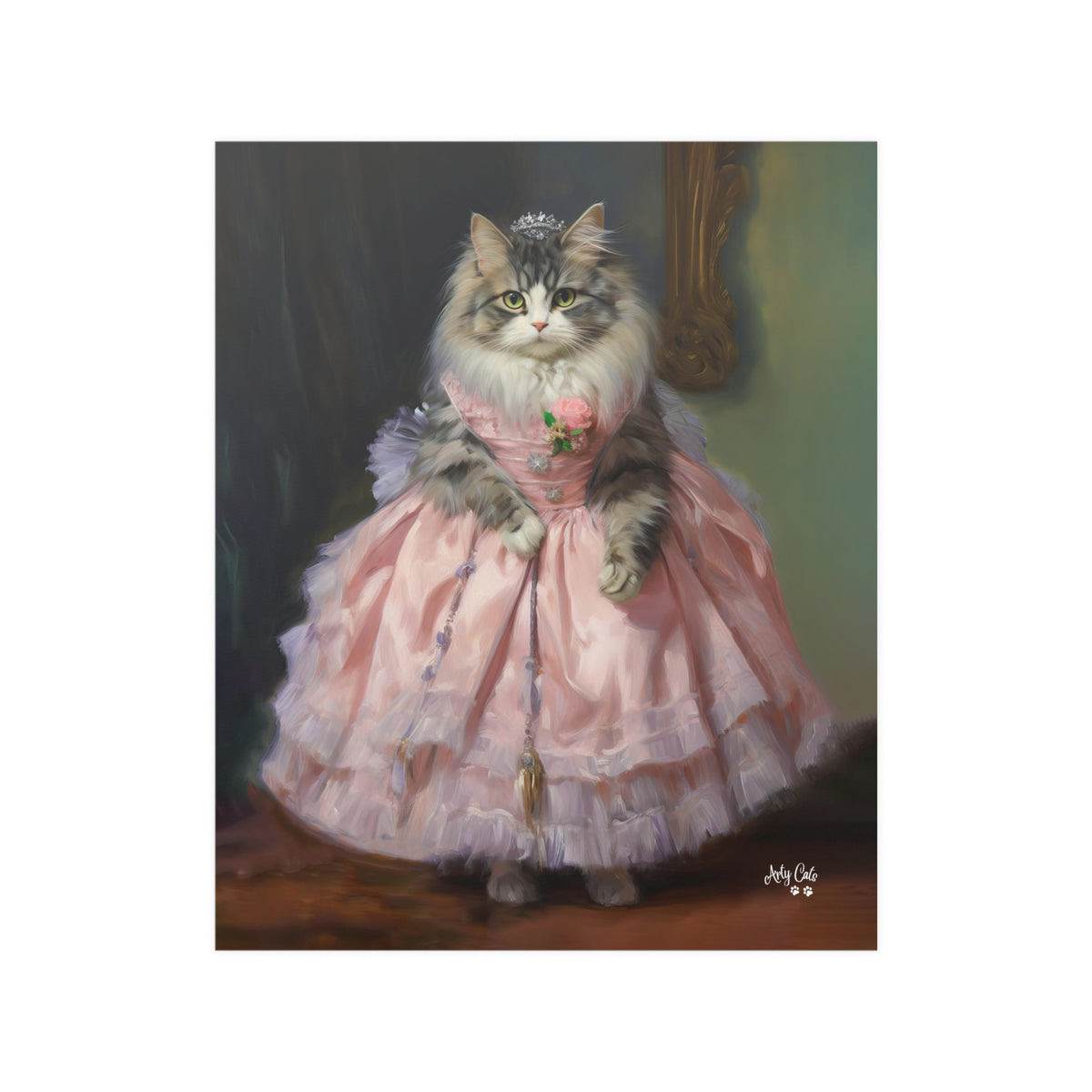 Purrfection in Pink, Stylish Kitty Couture, Unframed Satin Poster