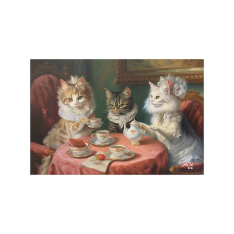 Purr-fectly Posh Cat-Tea Party, Unframed Satin Poster (210gsm)