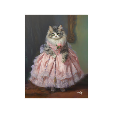 Purrfection in Pink, Stylish Kitty Couture, Unframed Satin Poster