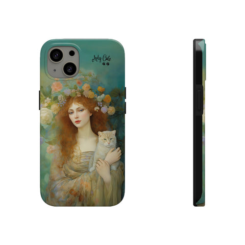 Spring's Fairy Tale, Enchanting Fairy with Her Cat iPhone case, Tough Phone Cases