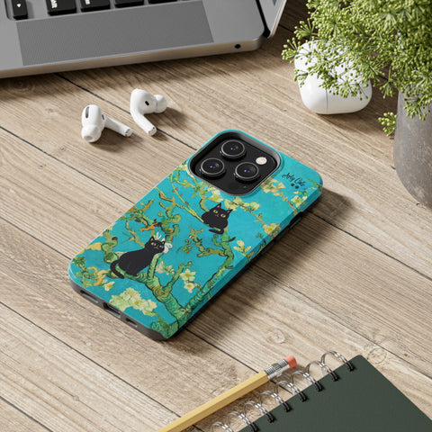 Van Gogh Almond Blossoms with Two Cats, Cat iPhone case, Tough Phone Cases