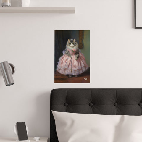 Purrfection in Pink, Stylish Kitty Couture, Unframed Satin Poster