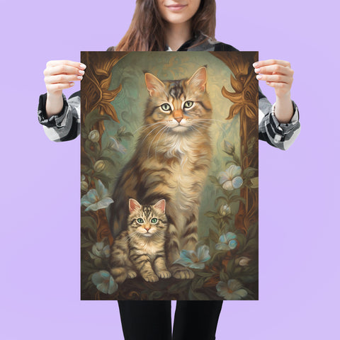 A Mothers Love,  Cat Art Poster, Unframed Printed Satin Posters (210gsm)