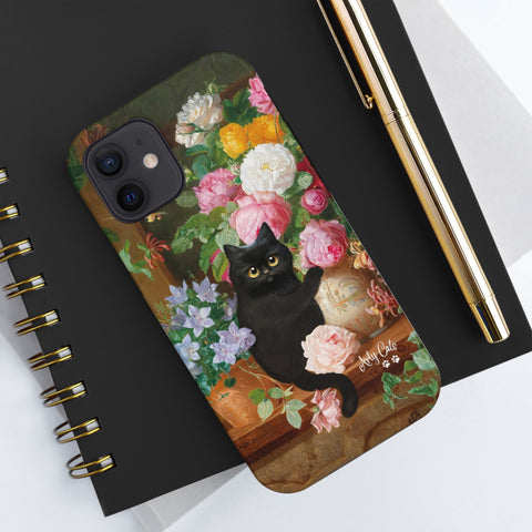 Cat Loves Roses, iPhone Case, Cat iPhone case, Tough Phone Cases