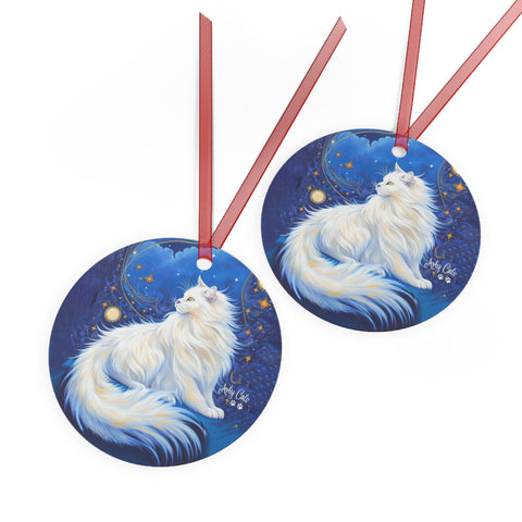 Celestial Cat, Christmas Metal Ornaments