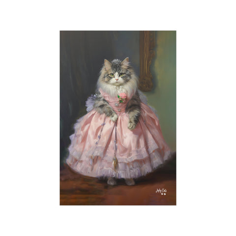 Purrfection in Pink, Stylish Kitty Couture, Unframed Satin Poster