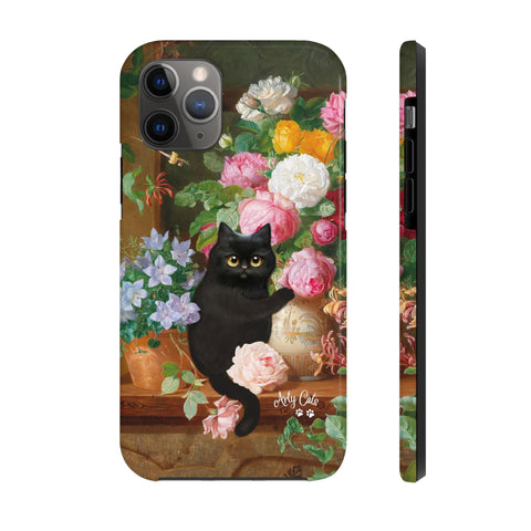 Cat Loves Roses, iPhone Case, Cat iPhone case, Tough Phone Cases