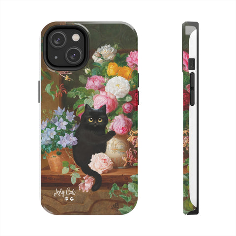 Cat Loves Roses, iPhone Case, Cat iPhone case, Tough Phone Cases