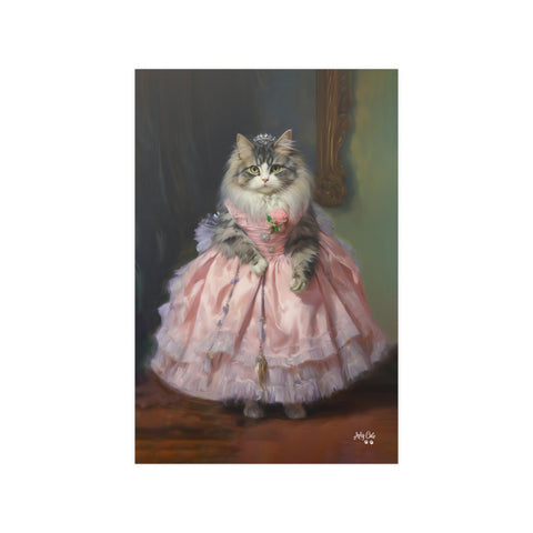 Purrfection in Pink, Stylish Kitty Couture, Unframed Satin Poster