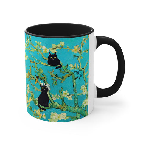 Van Gogh Almond Blossoms With Cats, Accent Coffee Mug, 11oz