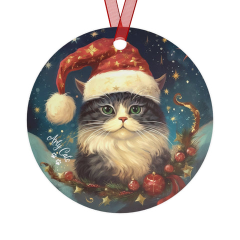 Santa Claws Cat, Christmas Metal Ornaments