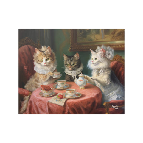 Purr-fectly Posh Cat-Tea Party, Unframed Satin Poster (210gsm)