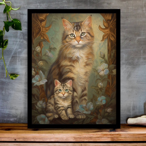 A Mothers Love,  Cat Art Poster, Unframed Printed Satin Posters (210gsm)