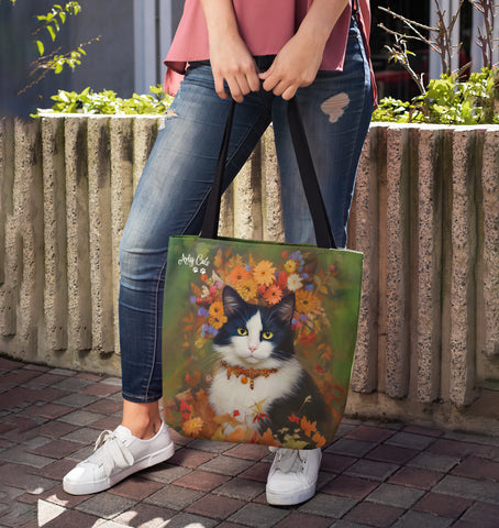 The Woodland Cat, Art Printed Bag, All Purpose Designer Tote Bag